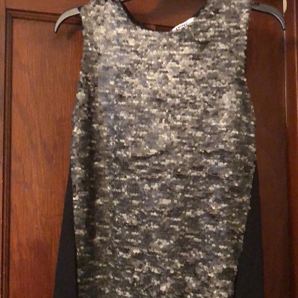 DKNYC sleeveless black dress with silver/grey sequins - Size 2 - Picture 2 of 7
